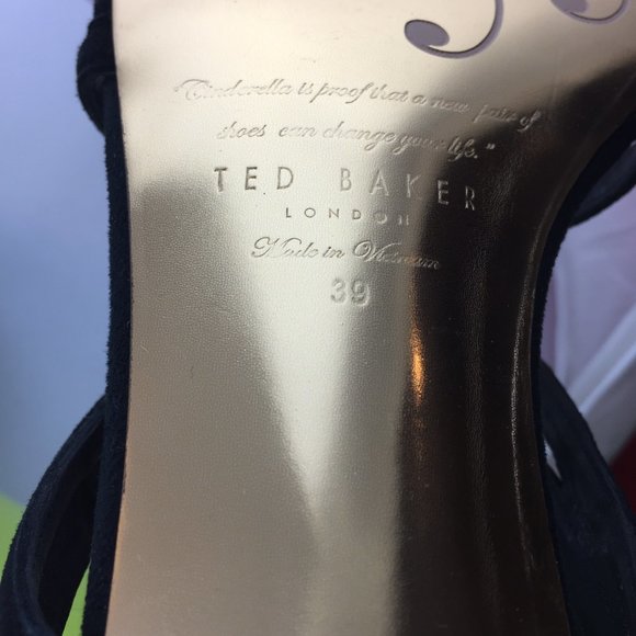 NWB Ted Baker London Strappy Black Gold Sandals 39 - Picture 3 of 10